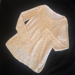 Chico’s elegant high/low gold sequin sweater